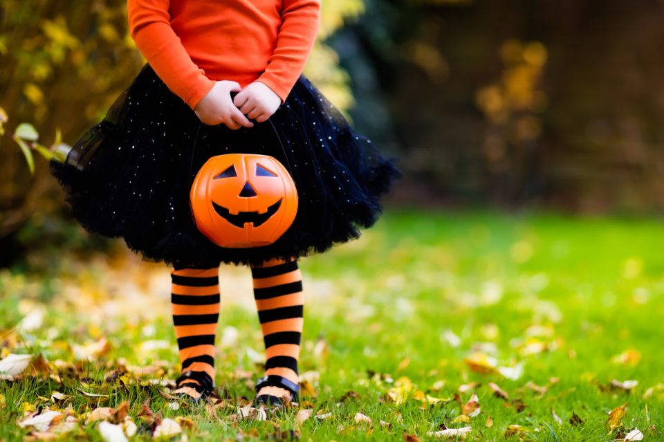 Little girl in costume on Halloween