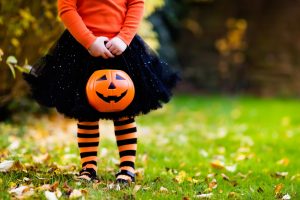 Little girl in costume on Halloween