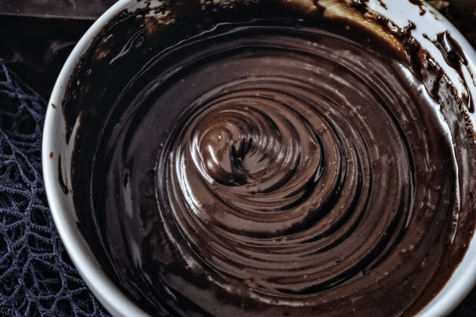 Close-Up of chocolate mousse making