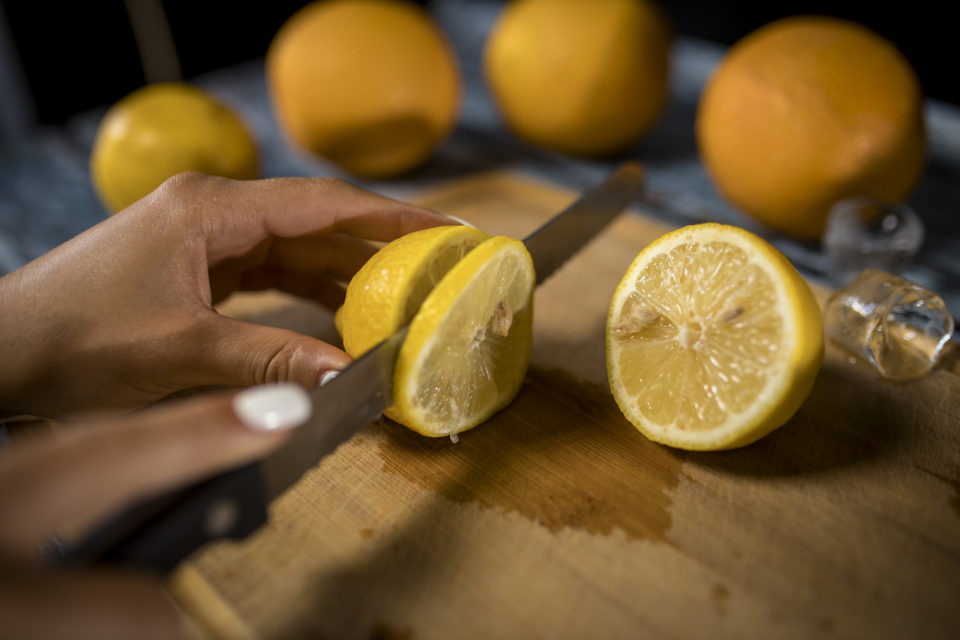 Lemons and oranges cut