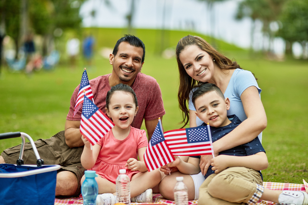 family celebrating the 4th of july