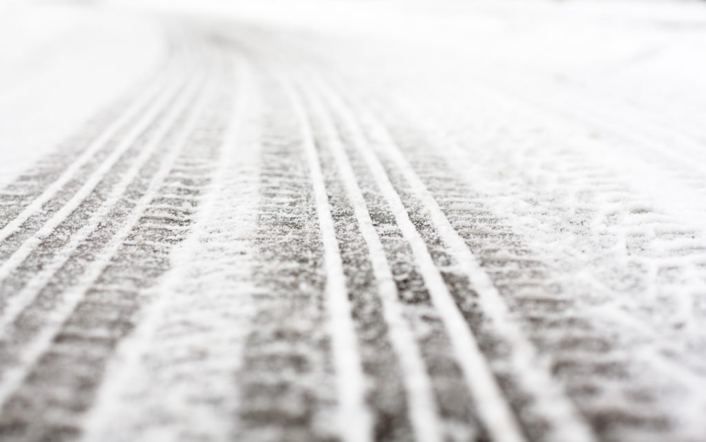 tire tracks in snow